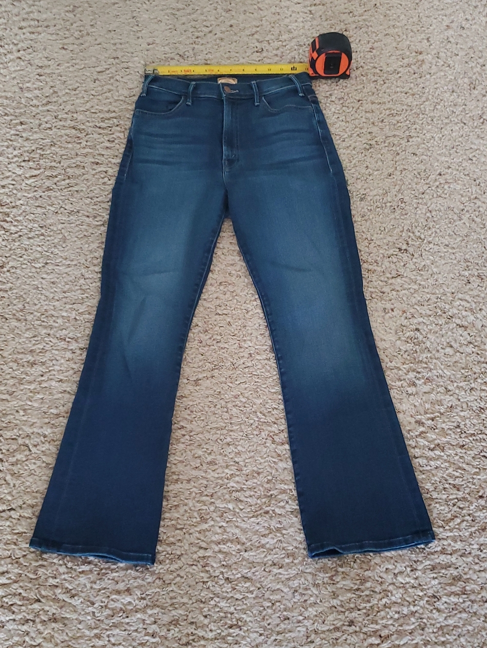 MOTHER Dark Blue Cropped Flare Jeans